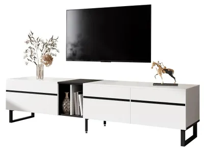 Obrázek produktu pro Skříňka pod televizi, moderní design, praktické úložné prostory, bílá