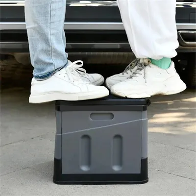 Image de Toilettes portables pour voyage - Toilettes de camping pliables - Pour voiture et camping - Adaptées aux adultes et aux enfants - En caoutchouc - Noir et gris