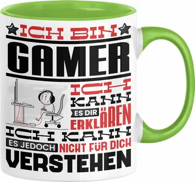 Produktbild von Gamer Geschenk Kaffee-Tasse Geschenkidee für Gamer Ich Bin Gamer Ich Kann Es Dir Erklären Jedoch Nicht Für Dich Verstehen Spruch Lustig (Grün)