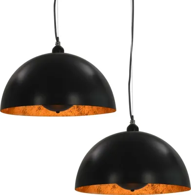 Produktbild von vidaXL Deckenleuchten 2 Stk. Schwarz und Gold Halbkugelförmig 40cm E27