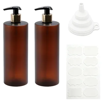 Imagen del producto de Dispensador de jabón de plástico, color marrón, 500 ml, juego de 2 unidades, para cocina y baño