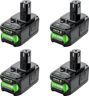 Obrázok produktu pre Nabíjateľná batéria, kapacita 8000 mAh, lítium-iónová technológia, kompatibilná s Ryobi, 4 kusy po 8000 mAh