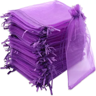 Produktbild von 100 Stück lila Organzasäckchen 7 x 9 cm für Geschenke und Dekoration