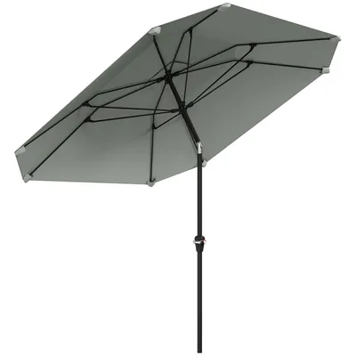 Produktbild von Outsunny Sonnenschirm Ø233 cm, Sonnenschirm mit Knickfunktion, achteckig Balkonschirm Strandschirm windfest stabil Marktschirm Kurbelschirm
