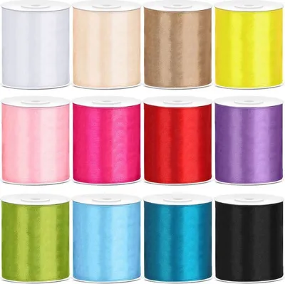 Produktbild von 13 verschiedene Farben Satin Geschenkband 25m lang 100mm breit bunt