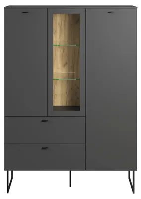 Immagine prodotto di Calicosy - Credenza alta a 2 ante, 2 cassetti e 1 vano a giorno L100 cm - VELA
