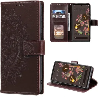 Image de Housse pour Google Pixel 6 Housse de téléphone portable Etui Flip Case Etui Mandala Marron