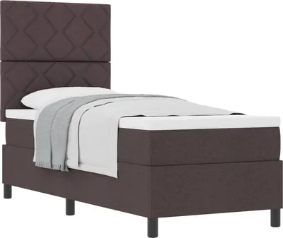 Image de vidaXL Lit boxspring avec matelas brun foncé 80 x 200 cm Tissu