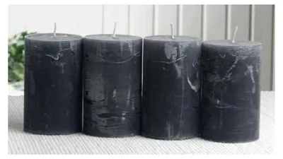 Produktbild von SET: 4x Rustik-Stumpenkerze, 8 x 5 cm Ø, anthrazit-schwarz