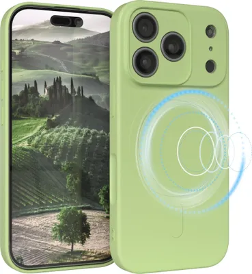 Produktbild von EAZY CASE - Silikonhülle magnetisch für Apple iPhone 17 Pro, Hülle Silikon, weich stoßfeste Magnet Handyhülle, Schutzhülle mit Kameraschutz, TPU Bumper in Grün