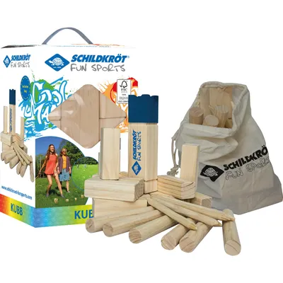 Produktbild von Schildkröt - Funsport KUBB/ SCHWEDENSCHACH (Kubbs 15x5x5cm, King30x7x7cm )