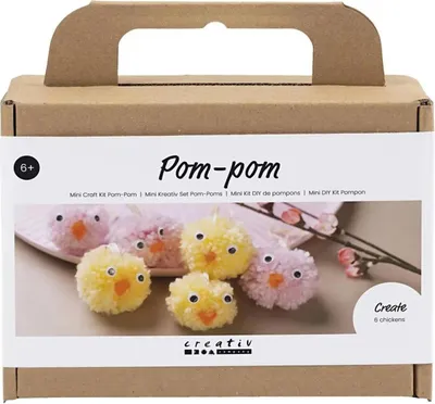 Produktbild von Creativ Company Bastelset Osterdekoration 6 Pompon-Küken für Kinder
