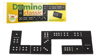 Image de Jeu de société Domino Classic, 28 pièces, en plastique, dans une boîte de 21 x 6 x 3 cm