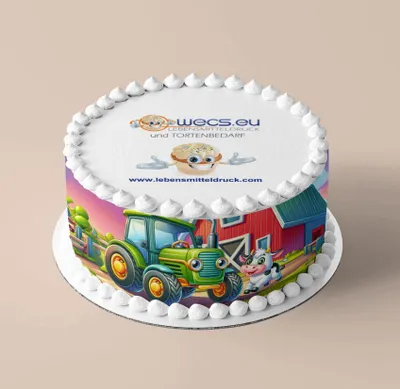 Produktbild von Bauernhof Traktor Kuh Tortenband Umrandung essbar 6.5 cm hoch auf premium Fondantpapier