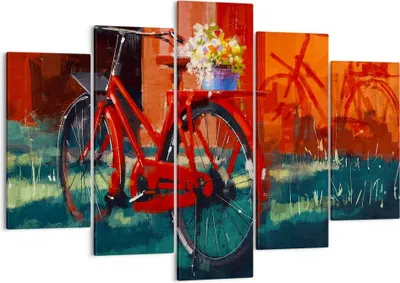 Produktbild von Bild auf Leinwand - Leinwandbild - Fahrrad Blumen - 150x100cm - Wand Bild - Wanddeko - Wandbilder - Leinwanddruck - Bilder - Kunstdruck - Wanddekoration - Leinwand bilder - Wandkunst - EA150x100-3712