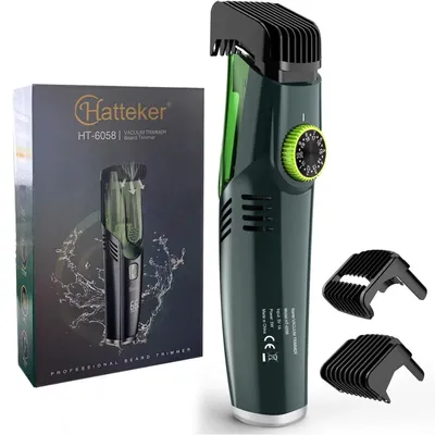Produktbild von Vakuum-Barttrimmer - HT-6058 - Verstellbare Schnittlänge - Wasserdicht - USB-Wiederaufladbar - Für Herren - Grün