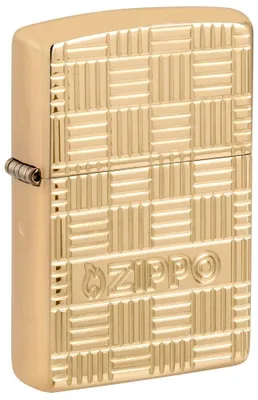 Obrázek produktu pro Zippo zapalovač, model "Sturm", s designem "Basketweave", vysoce leštěná mosaz, hluboký reliéf - replika