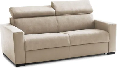 Produktbild von Schlafsofa Daara, 3-Sitzer-Sofa, 100%  Italy, Wohnzimmersofa mit drehbarer–ffnung, mit verstellbaren Kopfstützen und schlanken Armlehnen, Cm 200x95h85, Beige
