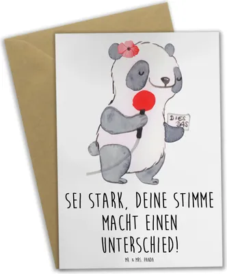 Produktbild von Mr. & Mrs. Panda Glückwunschkarte Deine Stimme zählt - Weiß - Geschenk, Trost, Mutig zu seinen Meinungen stehen, Anderssein, Mut, weihnachtskarten, sei stark, Motivation