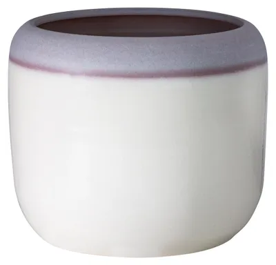 Produktbild von Dehner Übertopf Florence, handgefertigter Blumentopf, 17 x 13 x 17 cm (B/H/T), glasierte Keramik, weiß / lavendel