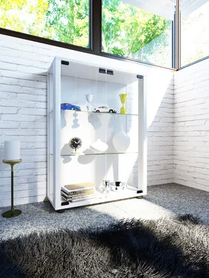 Produktbild von VCM my home Sintalo Vitrine weiß 2 Fachböden mit Beleuchtung