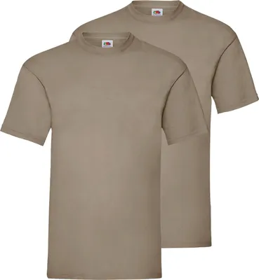 Produktbild von Doppelpack Fruit of the Loom Valueweight T-Shirt + GRATIS MyShirt Stoffbeutel Farbe: khaki Größe: L