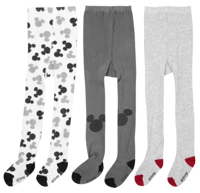 Produktbild von Disney Mickey Mouse Baby Strumpfhose für Jungen und Mädchen - Babystrumpfhose Babykleidung Grau Weiß (3er Pack) 74-80