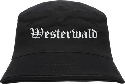 Produktbild von Westerwald Fischerhut - Altdeutsch - bestickt -  Bucket Hat Anglerhut Hut  Schwarz L/XL