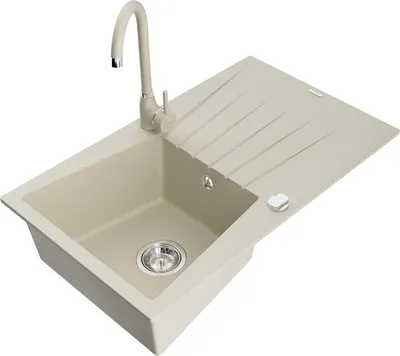 Produktbild von Mexen Cesar 1 Becken-Granitspüle mit Abtropffläche und Mischbatterie Telma, Beige - 6514-69-670200-69