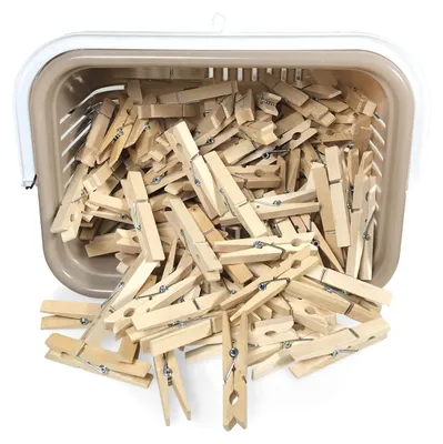 Imagen del producto de Pinzas de Madera con Cesta Pack 120 Unidades COM-FORT HOUSE
