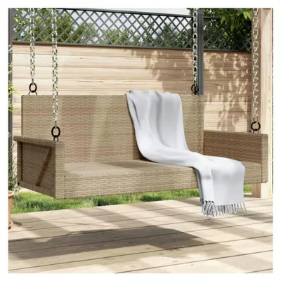 Produktbild von Hängebank Beige 119x56x48 cm aus Poly Rattan für Terrasse, Garten, Balkon, Pool
