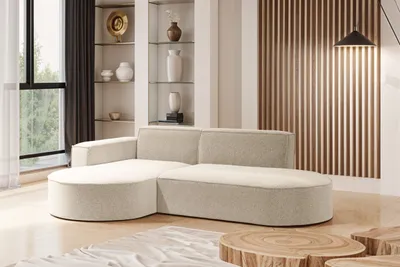 Produktbild von Kaiser Möbel Modernes L-förmiges Designer-Ecksofa Modena Studio stoff Raven Champagner Links