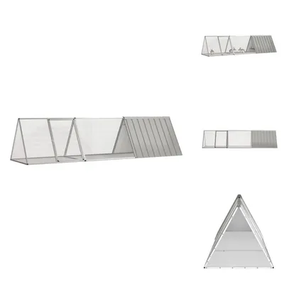 Produktbild von vidaXL Kaninchenkäfig Grau 302,5x80,5x71 cm Verzinkter Stahl - Lebensräume & Gehege für Kleintiere