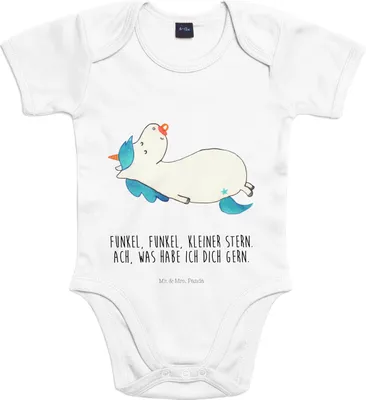 Produktbild von Mr. & Mrs. Panda Strampler Baby Einhorn Schnuller 3. - 6. Monat - Heather Grey - Geschenk, Unicorn, Babybody, babykleidung body, Säugling, Einhörner, Mutter, Mama