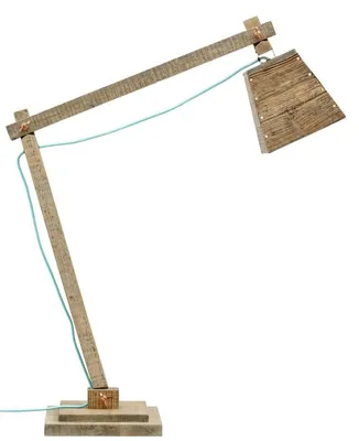 Image de Casa Padrino Lampe de table en pin naturel 90 x 30 x H. 105 cm - Lampe de table de luxe avec câble bleu aqua
