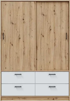 Produktbild von Schwebetürenschrank >ENZO< in Nodi Eiche/Artik Weiß - 140x200x60 (BxHxT)