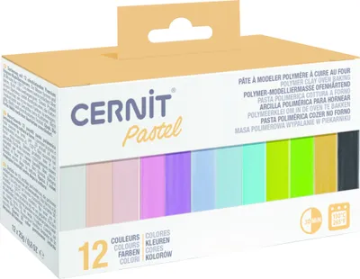 Produktbild von Cernit Polymer Clay Kit Polymer-Ton Pastel 12 x 25 g