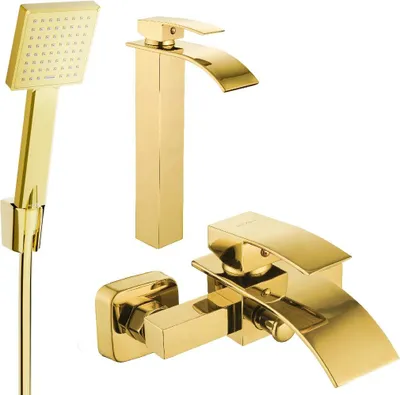 Image de Aries R45 Mélangeur lavabo et baignoire avec accessoires, or (744813R45-50)