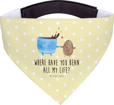 Produktbild von Mr. & Mrs. Panda Tuch für Hunde Kaffee Bohne - Gelb Pastell - Geschenk, Halstuch Hund, Hundehalstuch, Hunde-Halstuch, Glück, Bandana, Genuss, Zufriedenheit, Kaffeebohne