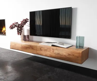 Produktbild von DELIFE Lowboard New Live-Edge 175 cm Akazie Natur 4 Türen schwebend