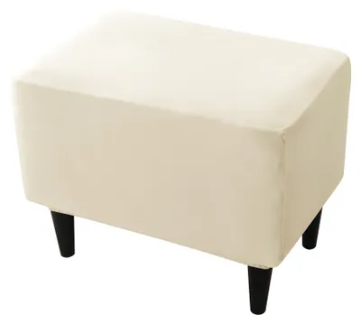 Produktbild von Hockerbezug / Poufbezug für Fußhocker und Pouf – Creme / Beige, elastisch, passgenauer Schutzbezug für Möbel