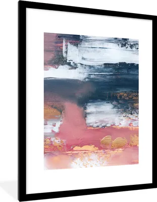 Produktbild von MuchoWow® Gerahmtes Poster Abstrakt - Malerei - Design 60x80 cm - Poster mit Schwarzem Bilderrahmen Wandposter Rahmen Foto Bilder - Wohnzimmer - Dekorationen - Prämie