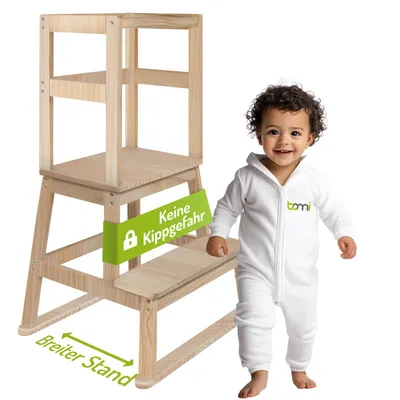 Produktbild von BOMI® Vario Lernturm Kinder Schemel Swubi aus Holz I Lerntower für Kinder ab dem Stehalter | Tower Küche Kindermöbel Bad Learning Tower I mehr Sicherheit bei Kindererziehung …