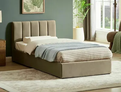Immagine prodotto di Letto imbottito MONTREAL VELVET 90x200 beige con contenitore