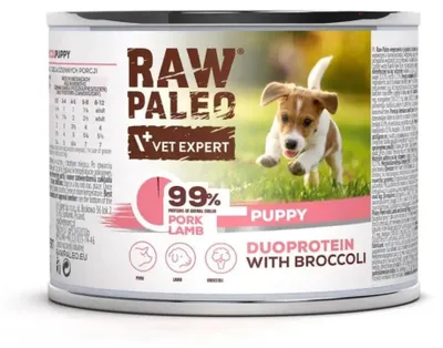 Produktbild von RAW PALEO Puppy Duoprotein WIEPRZOWINA/JAGNIĘCINA dla szczeniąt 200g