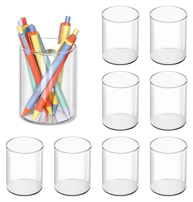 Productafbeelding van 8 Acryl pennenhouder, transparant, rond