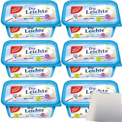 Produktbild von Gut & Günstig die Leichte Halbfettmargarine vegan 39% Fett 6er Pack (6x500g Packung) + usy Block