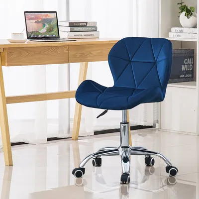 Produktbild von CLIPOP Samt Bürostuhl Höhenverstellbar gepolsterter Sitz, Home Office, Blau