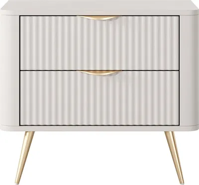 Produktbild von Nachttisch - 2 Schubladen - Beige und Gold - ELONARIA by Pascal Morabito
