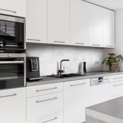 Produktbild von Dedeco Küchenrückwand Motiv: Beton V6, 3mm Aluminium Alu-Platten als Spritzschutz Küchenwand Verbundplatte wasserfest, inkl. UV-Lack matt, alle Untergründe, 220 x 60 cm